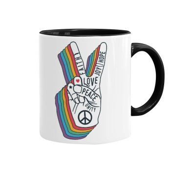 Peace Love Joy, Mug colored black, ceramic, 330ml