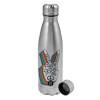 Metallic water bottle, stainless steel, 750ml