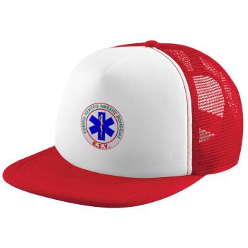 ΕΚΑΒ, Καπέλο Ενηλίκων Soft Trucker με Δίχτυ Red/White (POLYESTER, ΕΝΗΛΙΚΩΝ, UNISEX, ONE SIZE)