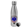 Metallic water bottle, stainless steel, 750ml