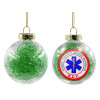 Transparent Christmas tree ball ornament with green filling 8cm