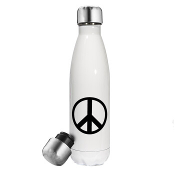 Peace, Metal mug thermos White (Stainless steel), double wall, 500ml