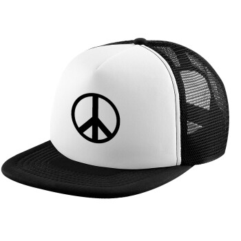 Peace, Καπέλο Ενηλίκων Soft Trucker με Δίχτυ Black/White (POLYESTER, ΕΝΗΛΙΚΩΝ, UNISEX, ONE SIZE)