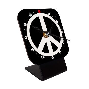 Peace, Επιτραπέζιο ρολόι ξύλινο με δείκτες (10cm)
