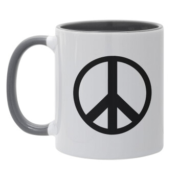 Peace, Κούπα χρωματιστή γκρι, κεραμική, 330ml