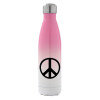 Metal mug thermos Pink/White (Stainless steel), double wall, 500ml