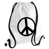 Backpack pouch GYMBAG white, with pocket (40x48cm) & thick cords