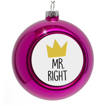 Mr right, Purple Christmas tree ornament bauble 8cm