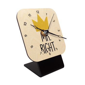 Mr right, Επιτραπέζιο ρολόι σε φυσικό ξύλο (10cm)