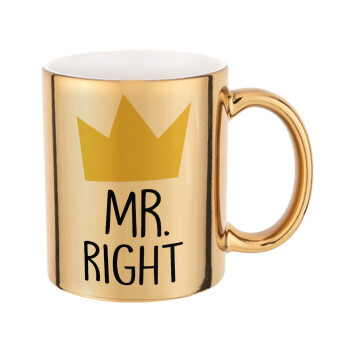 Mr right, Mug ceramic, gold mirror, 330ml