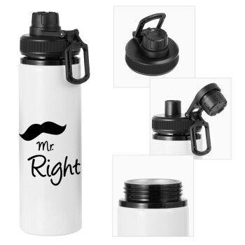 Mr right Mustache, Metal water bottle with safety cap, aluminum 850ml