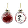 Transparent Christmas tree ball ornament with red filling 8cm