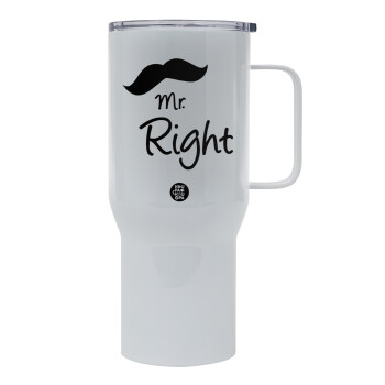 Mr right Mustache, Tumbler με καπάκι, διπλού τοιχώματος (θερμό) 750L