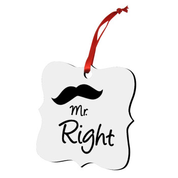 Mr right Mustache, Στολίδι Χριστουγεννιάτικο στολίδι polygon ξύλινο 7.5cm