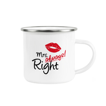 Mrs always right kiss, Metallic enamel cup white 360ml