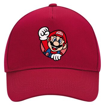 Super mario win, Adult Ultimate Hat RED, (100% COTTON DRILL, ADULT, UNISEX, ONE SIZE)