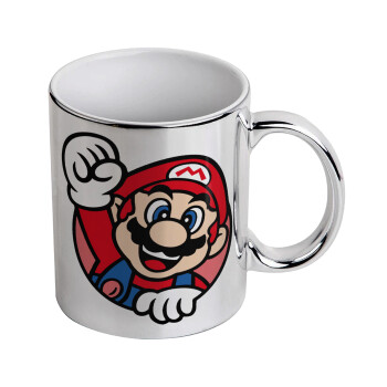 Super mario win, Mug ceramic, silver mirror, 330ml