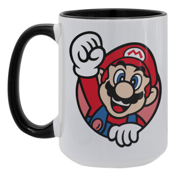 Super mario win, Κούπα Mega 15oz, κεραμική Μαύρη, 450ml