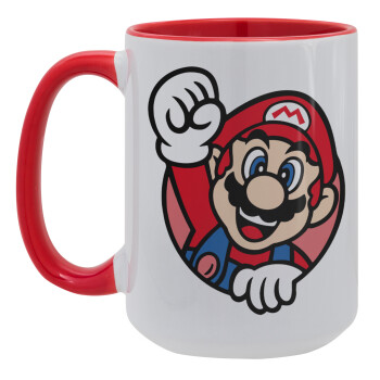 Super mario win, Κούπα Mega 15oz, κεραμική Κόκκινη, 450ml