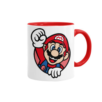 Super mario win, Mug colored red, ceramic, 330ml