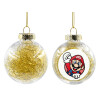 Transparent Christmas tree ball ornament with gold filling 8cm