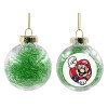 Transparent Christmas tree ball ornament with green filling 8cm