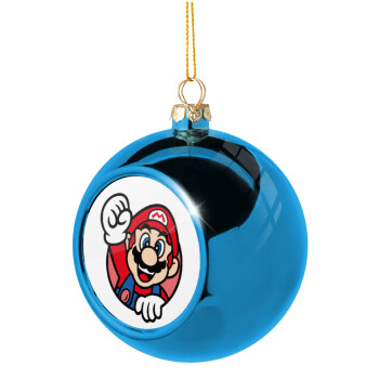 Super mario win, Blue Christmas tree ball ornament 8cm