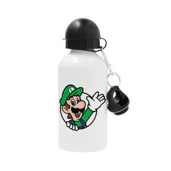 Super mario Luigi win, Metal water bottle, White, aluminum 500ml