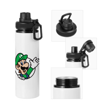 Super mario Luigi win, Metal water bottle with safety cap, aluminum 850ml