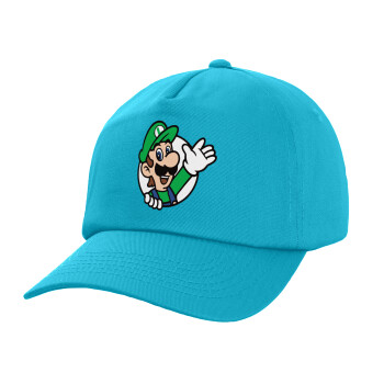 Super mario Luigi win, Children's Baseball Cap, 100% Cotton Twill, Blue (COTTON, CHILDREN, UNISEX, ONE SIZE)