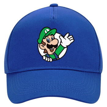 Super mario Luigi win, Ultimate Adult Hat BLUE, (100% COTTON DRILL, ADULT, UNISEX, ONE SIZE)