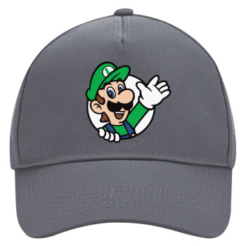 Super mario Luigi win, Ultimate Adult Hat Grey, (100% COTTON DRILL, ADULT, UNISEX, ONE SIZE)