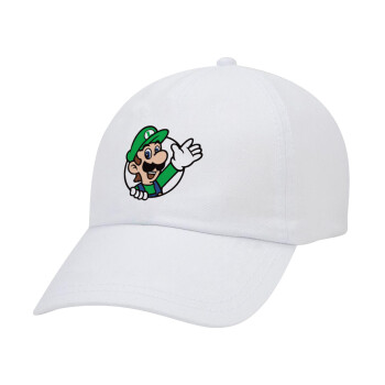 Super mario Luigi win, Adult Baseball Cap White 5-panel (POLYESTER, ADULT, UNISEX, ONE SIZE)