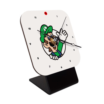 Super mario Luigi win, Quartz Wooden table clock with hands (10cm)