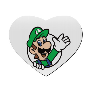 Super mario Luigi win, Mousepad heart 23x20cm