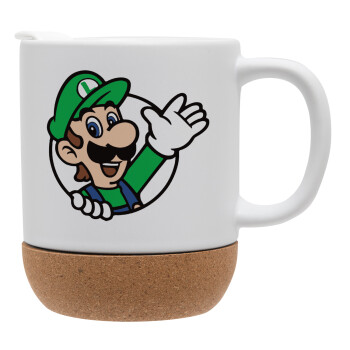 Super mario Luigi win, Ceramic coffee mug Cork (MAT), 330ml (1pcs)