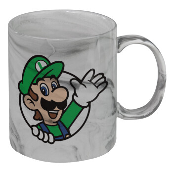 Super mario Luigi win, Mug ceramic marble style, 330ml