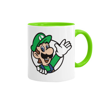 Super mario Luigi win, Mug colored light green, ceramic, 330ml