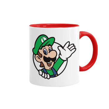 Super mario Luigi win, Mug colored red, ceramic, 330ml