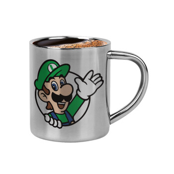 Super mario Luigi win, Double-wall metal cup for espresso (220ml)