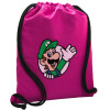 Backpack pouch GYMBAG Fuchsia, with pocket (40x48cm) & thick cords