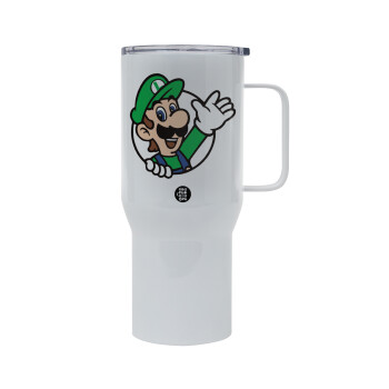 Super mario Luigi win, Tumbler με καπάκι, διπλού τοιχώματος (θερμό) 750L