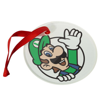 Super mario Luigi win, Christmas ornament glass 9cm