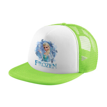 Frozen Elsa, Adult Soft Trucker Hat with Mesh GREEN/WHITE (POLYESTER, ADULT, ONE SIZE)