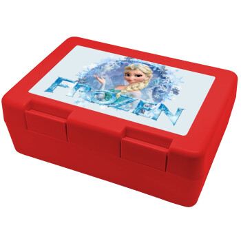 Frozen Elsa, Παιδικό δοχείο κολατσιού ΚΟΚΚΙΝΟ 185x128x65mm (BPA free πλαστικό)