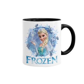 Frozen Elsa, Κούπα χρωματιστή μαύρη, κεραμική, 330ml