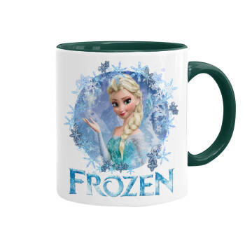 Frozen Elsa, Κούπα χρωματιστή πράσινη, κεραμική, 330ml