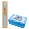 Easter Set, children's snack container BLUE & Easter aromatic flat candle (30cm) (TURQUOISE)