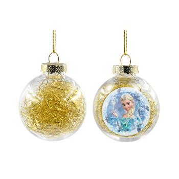 Frozen Elsa, Transparent Christmas tree ball ornament with gold filling 8cm