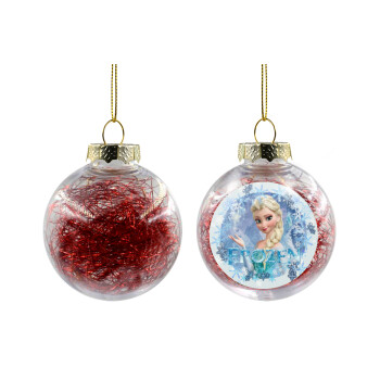 Frozen Elsa, Transparent Christmas tree ball ornament with red filling 8cm